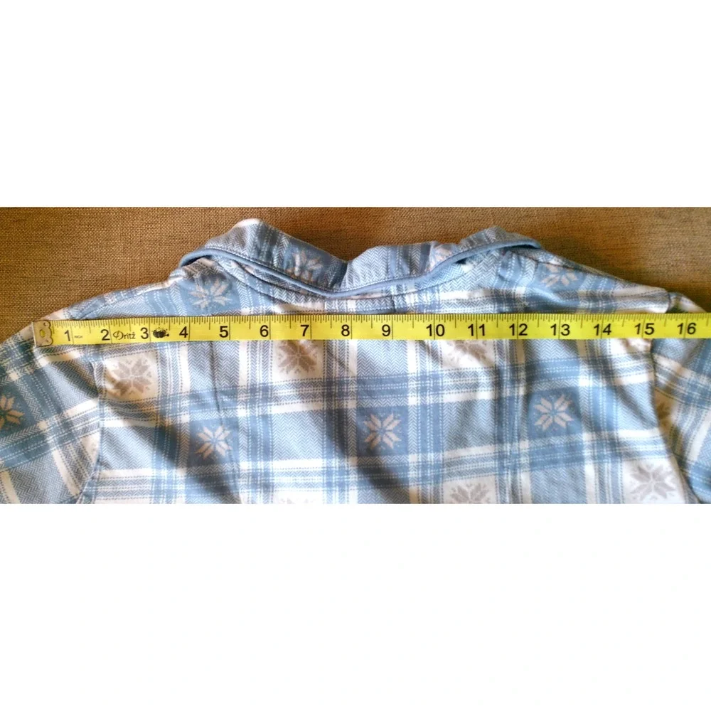 Poppy Clay Organic Cotton Pajama Set Blue Plaid Button Front Lounge Cottagecore